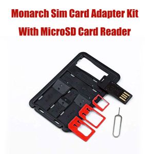 Monarch Sim Card Adapter Kit with Micro SD card Reader-Red
