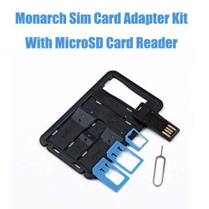 Monarch Sim Card Adapter Kit with Micro SD card Reader-Blue