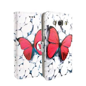 Printed Book Flip Wallet Case for Samsung Galaxy J5 (2016)-Butterfly Print 