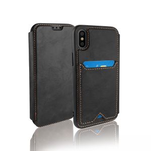 PU High Grade Leather Wallet Case for iPhone X/XS-Black