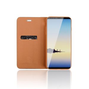 PU Leather Metal Edge Card Case for Samsung Note 8-Brown