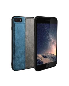 Dual Tone PU Leather Stitch Case for iPhone 8/7/6S/6-Blue-Black