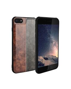 Dual Tone PU Leather Stitch Case for iPhone 8/7/6S/6-Brown-Black