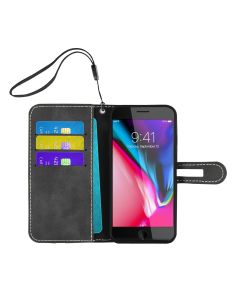 Button Book Flip Case for iPhone 8/7/6S/6-Black