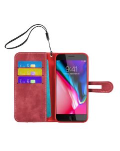 Button Book Flip Case for iPhone 8/7/6S/6-Red