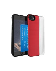 Hard Card Case with Kick Stand For iPhone 8/7/6S/6-Red-White