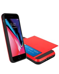 Side Slider Card Case for iPhone 8/7/6S/6-Red