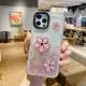 Flower Motif Glitter Case for iPhone 13 Pro Max-Pink