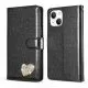 PU Leather Glitter Case with Rhinestone Design case for iphone 14 Plus-Black