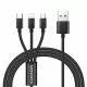 Monarch 3-In-1 USB TRIO Charging Braided Cable 1.2 Meter-Black