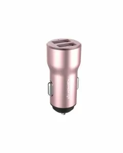 Monarch Dual USB Metal Body Car Charger - 3.4A-Rose-Pink