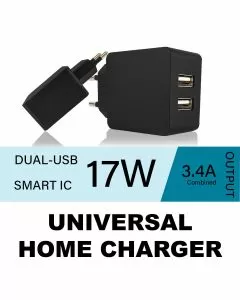 Monarch Universal Home Charger Dual USB 3.4A Black 